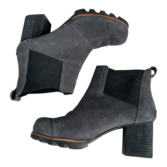 Sorel Addington Studded Chunky Chelsea Leather Boots Womens 7.5 Gray - Picture 4 of 9